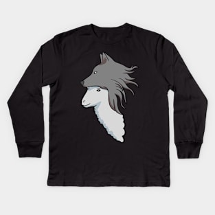 Sheep in Wolf Skin - Cute Sheep Drawing That's Rather Funny Kids Long Sleeve T-Shirt